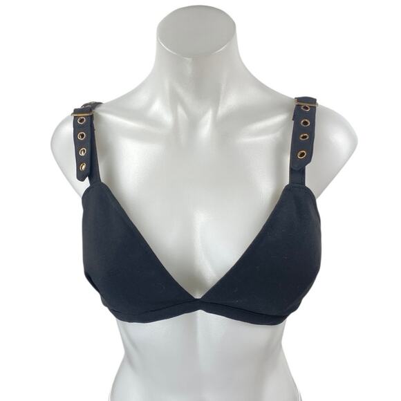 Kaylee Kollection Black Sleeveless Studded Cami Bralette Bustier Crop Tank Top M - Picture 1 of 4